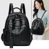 Fashi Black PU Leather Leisure Women Backpack New Shopping Bags Large Capacity Student Schoolbags Women Travel Zipper Rucksack