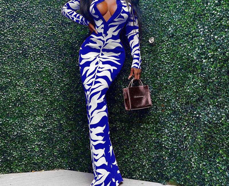2025 Autumn/Winter Women's Bodycon Lapel Button-Down Printed Long Dress