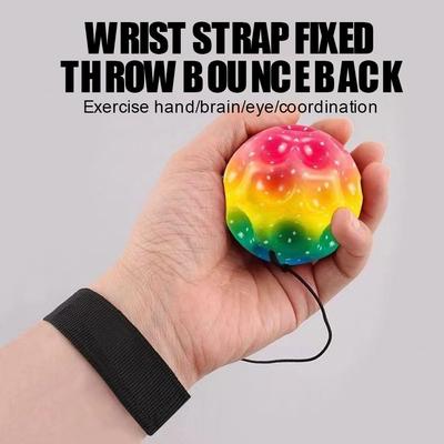 New Fashion Colorful Bouncy Balls High Elasticity Rubber Rubber Hand Ball with Wristband Hole Ball