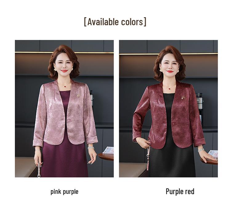 Spring Outerwear: Mother-in-Law's Wedding & Occasion Suit for Middle-aged Women - 2-Piece Top & Dress Set