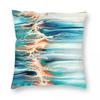 Coral Blue Teal Ocean Fluid Square Pillowcase Polyester Linen Velvet Creative Zip Decorative Room Cushion Cover