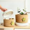 3pcs Round Storage Baskets Natural Cotton Rope Woven Organizer with Lids for Countertop Sundries Makeups Toys Keys Clutter Items