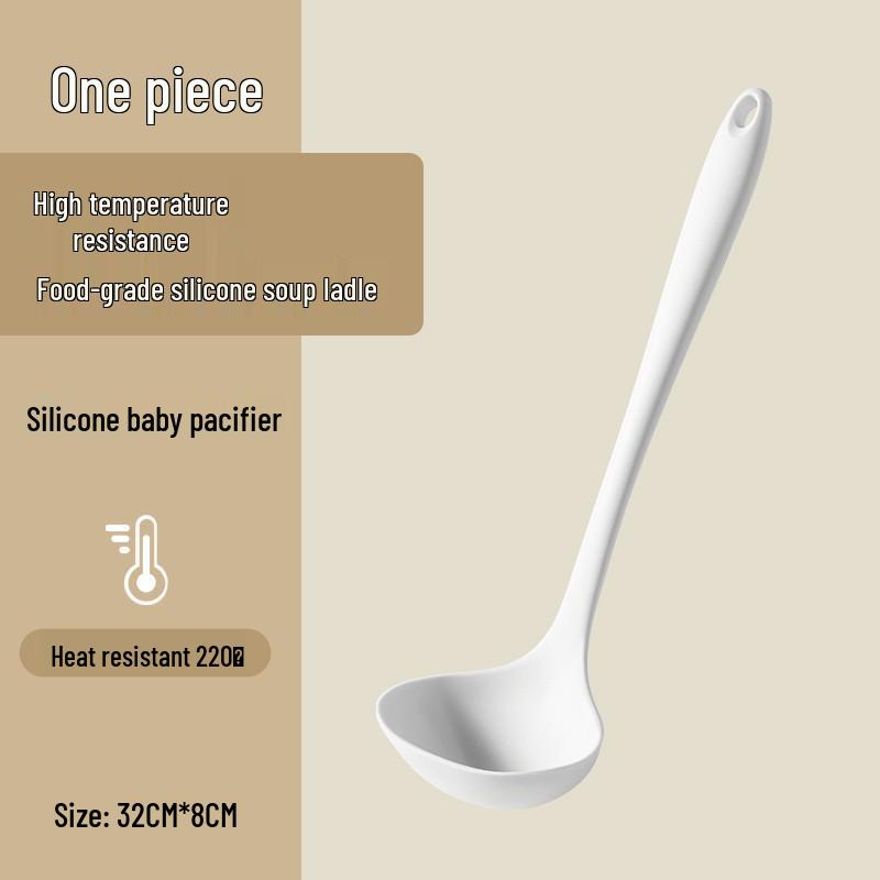 Heat-Resistant Silicone Kitchen Utensil Set: Spatula, Stir Fry Spoon & Soup Ladle