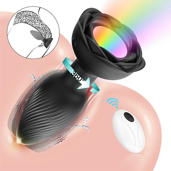 Rose Sex Toys Vibrators, 360°Rotation Adult Toys for Women, Remote Control 10 Vibrating Rotating Modes, Couple Sex Toy Prostate Massager