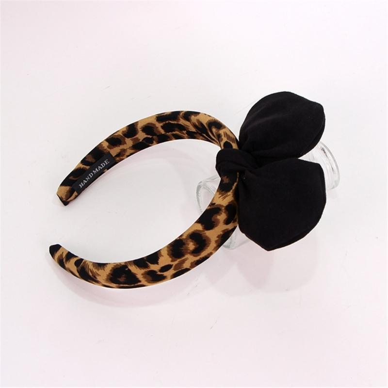 3D Rabbits Ears Leopard Print Bows Headbands Soft Elastic Hair Accessory Hairband For Women Girls Party Headwear