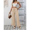 Summer New Women's Casual Drawstring Flowing Trousers Wide Leg Pants with Pockets