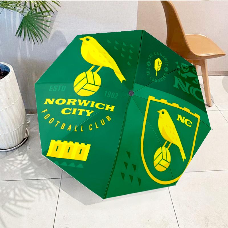 Nor-wich Football Club Crest Automatic Folding Umbrella - 8-Rib Travel Umbrella with Auto Open/Close & Portable, Gift for Christmas, Birthdays