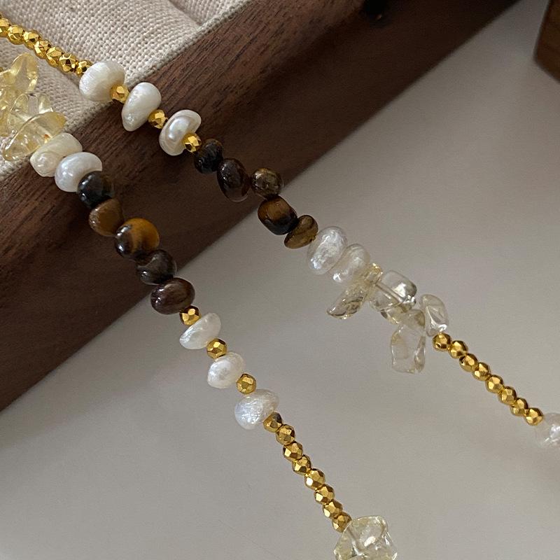 Baroque Pearl & Jade Beaded Clavicle Necklace: Vintage Crystal Sweater Chain for Women