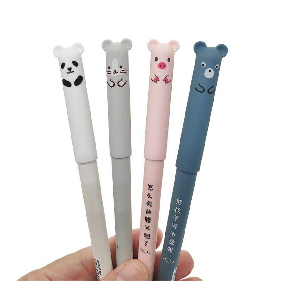 Set 4 Penne Gel Cancellabili A Forma Di Animale - Punta 0,5 Mm, Inchiostro Termosensibile Blu - Cancelleria Divertente Per Scuola E Ufficio