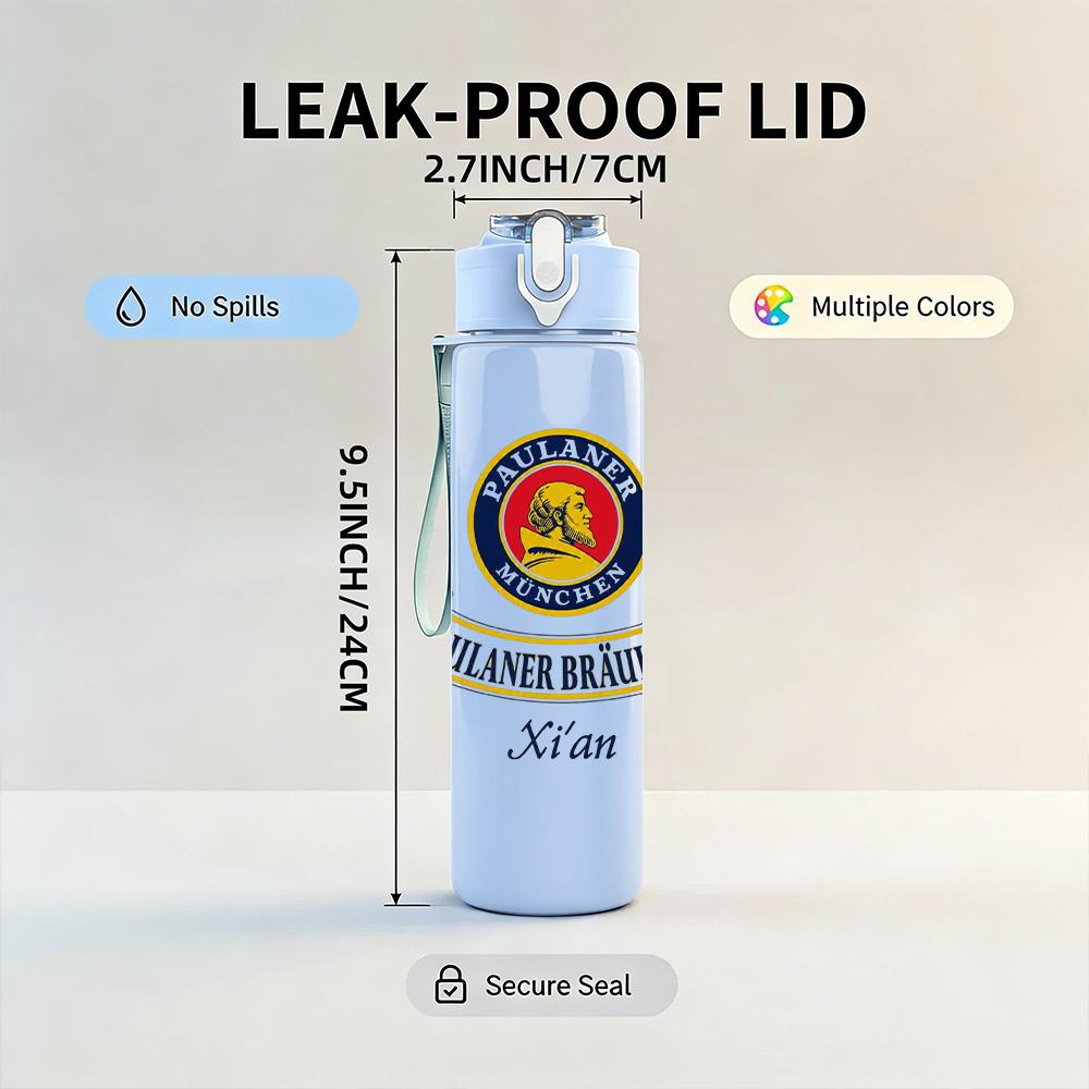 1PC Vintage Circle Brand Crest Logo Print 750ml Portable Sports Water Bottle Leakproof Gym Outdoor Travel Drink Cup