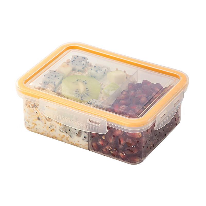 Kitchen Divided Food Storage Box with Lid - Food Grade Plastic & Silicone Fresh-Keeping Container for Fruits & Vegetables