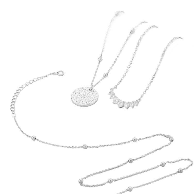 Trendy Multilayered Necklace for Women Handmade Layering Disc Circle Pendant Neckchain Stylish Neckwear Accessories