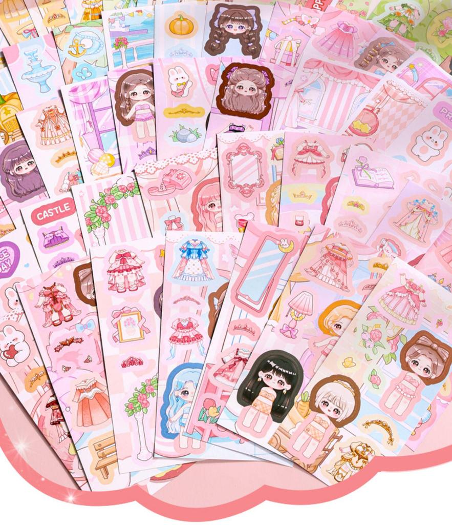 Princess Dress-Up Sticker Set for Girls - Cute Cartoon Themed Stickers