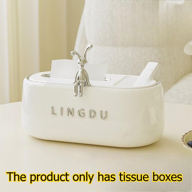 1pcs Rabbit Decor Tissue Box Multifunctional Desktop Tissue Organizer Living Room Desktop Bathroom Tissue Storage Box