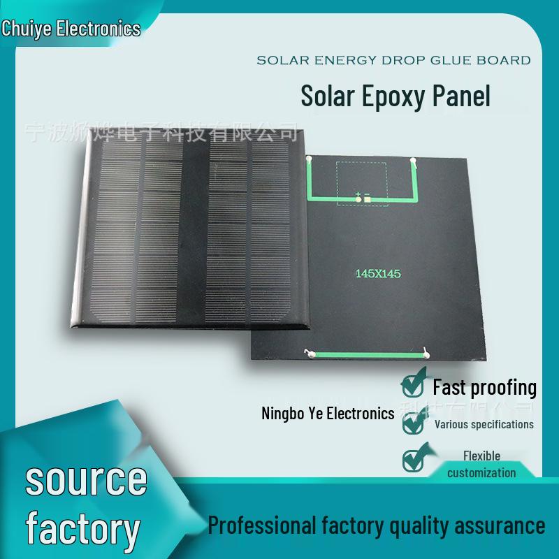 Monocrystalline Solar Panel Epoxy Board 145x145mm, 6V 3W, for 3.7V Battery Charging