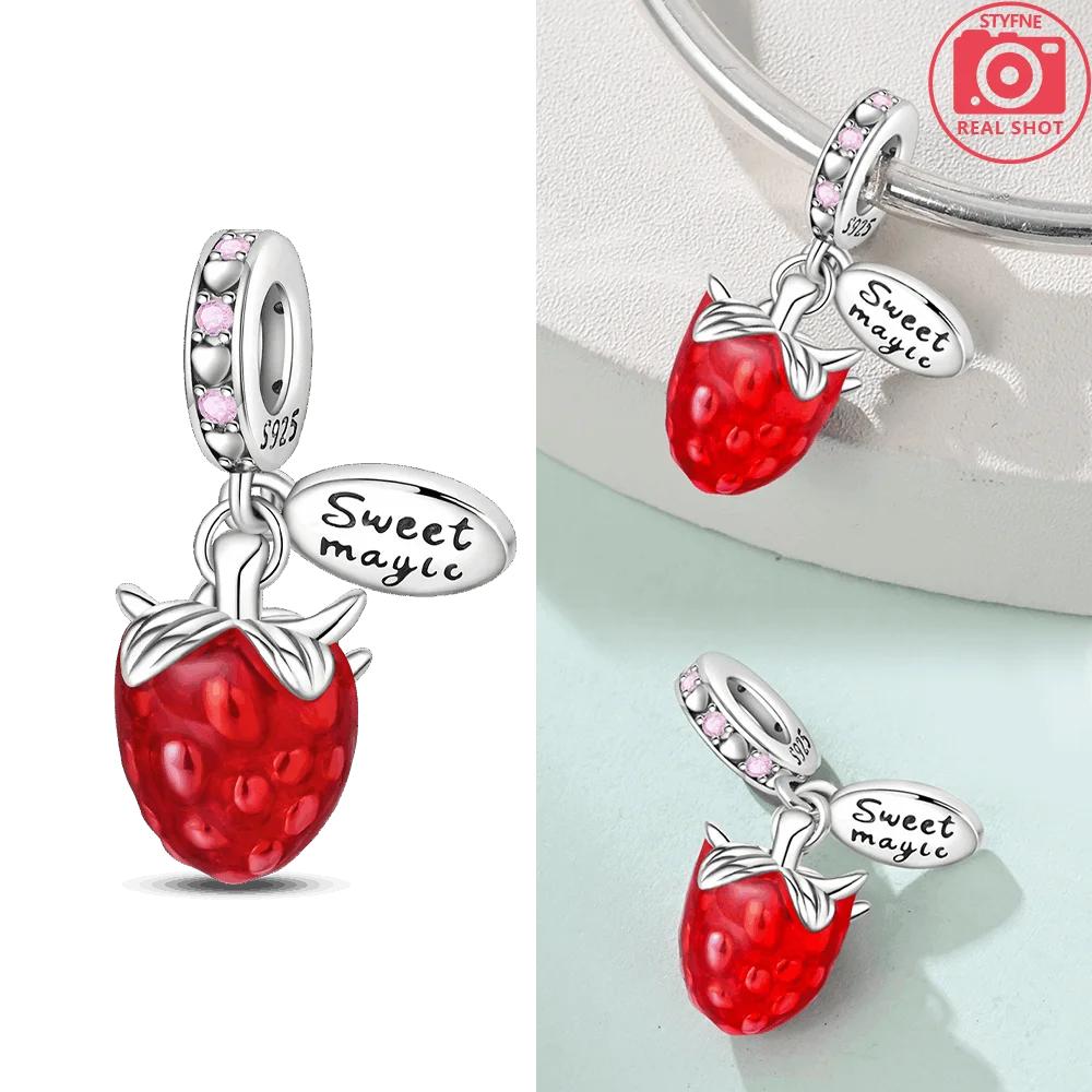Cherry Fruit Series Charms New Copper Color Strawberry Beads Fit 3Mm Original Bracelets Diy Birthday Jewelry Gifts