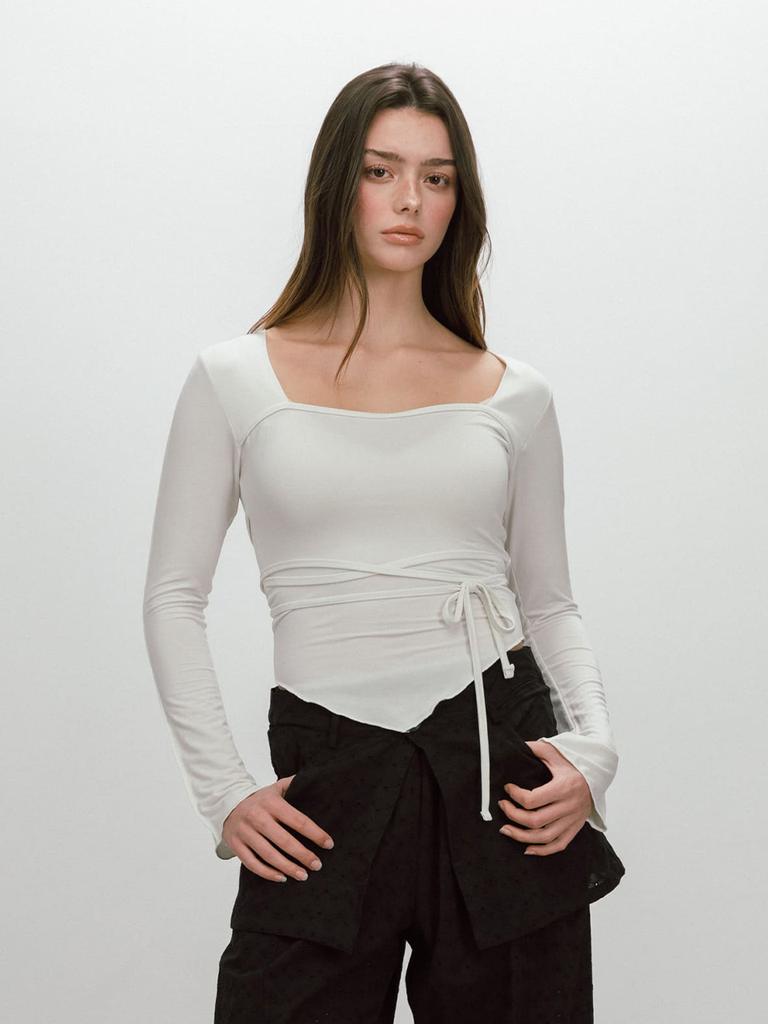 MOIFAIRE Neutral Strap T-Shirt / Ivory