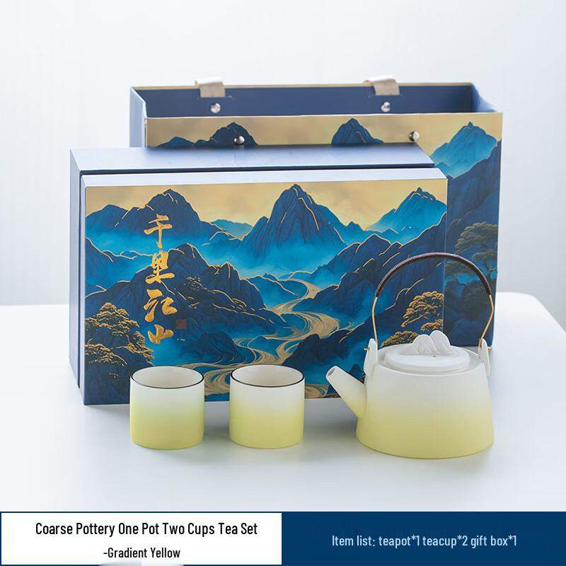 Qianli Jiangshan Coarse Pottery Tea Set