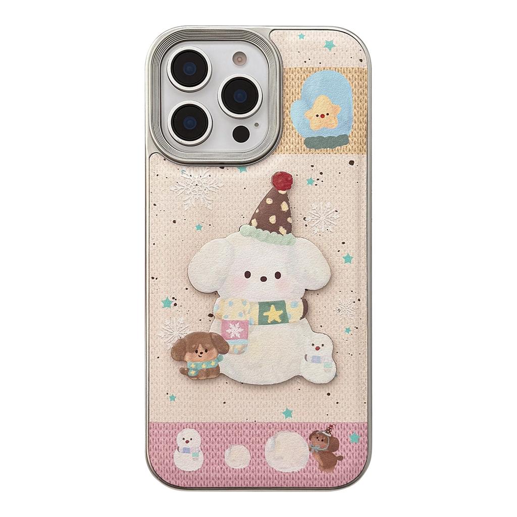 Sweet Girl Puppy Apple 16 Mobile Phone Case 14pro Max Leather Three Dimensional Suitable for IPhone 15 Anti Fall 11 Hard