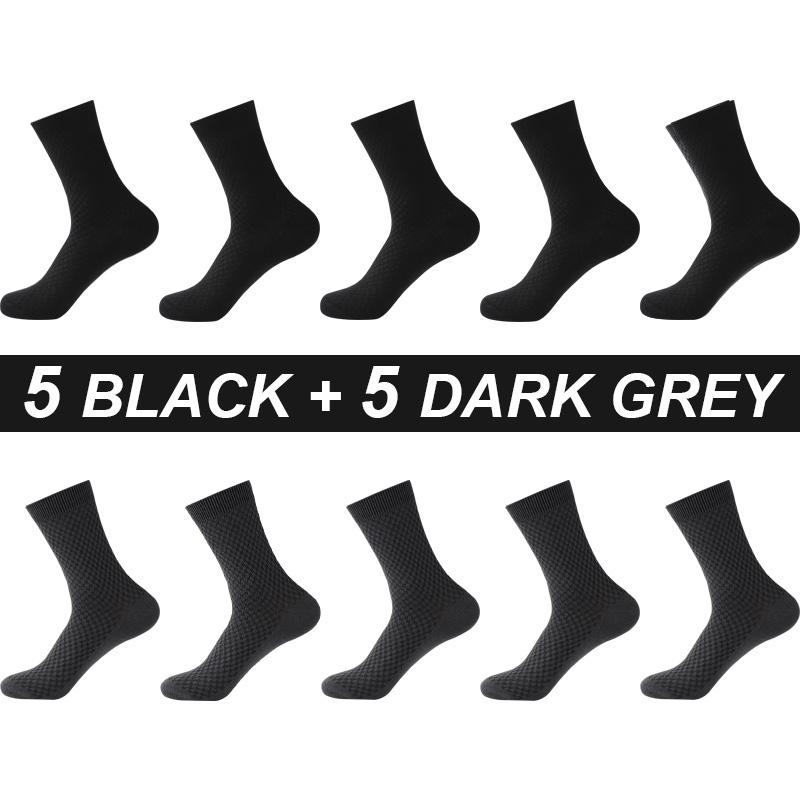 High Quality 10 Pairs Men Bamboo Fiber Socks Breathable Compression Long Sock Business Casual Male Large Size 38-45