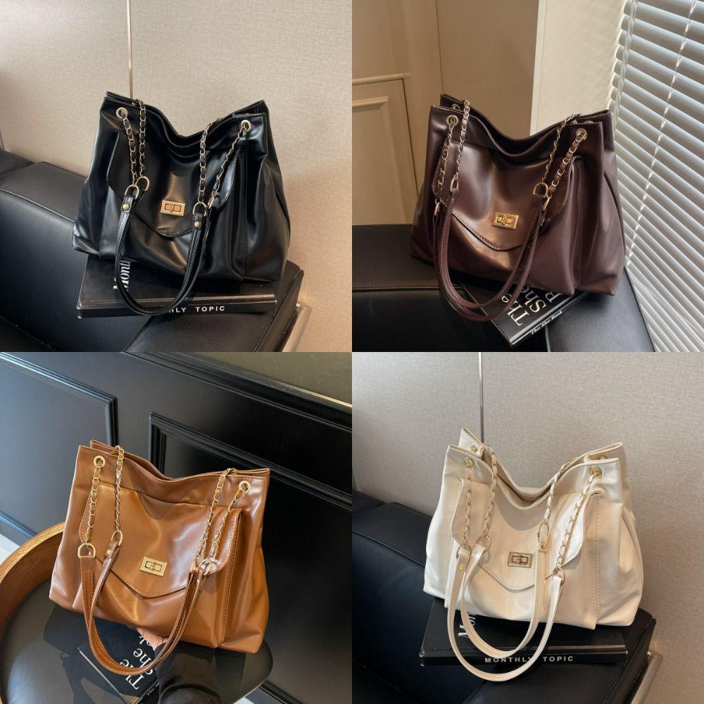 Fashion Lock Buckle Single Shoulder Bag PU Leather Large capacity Crossbody Bag Delicate Tote Bag for Women Girls