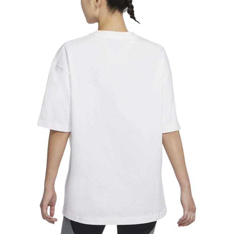 Jordan Solid Color Crew Neck Logo Print Short Sleeve T-Shirt Women Tops White DD7058-100