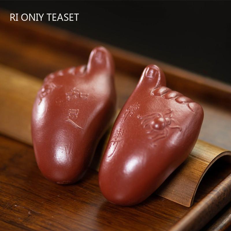 

2 шт./набор, ручная работа, маленькие модели ножек, украшения из исинской фиолетовой глины, чайная скульптура для животных, статуэтка для чая, ремесло, китайский чайный сервиз, украшение 7.8x4.5x3cm
