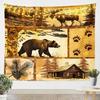 Wolf Print Tapestry Wall Hanging Wildlife Hunting Theme Tapestry for Kids Boys Girls Western Farmhouse Wall Tapestry Rustic