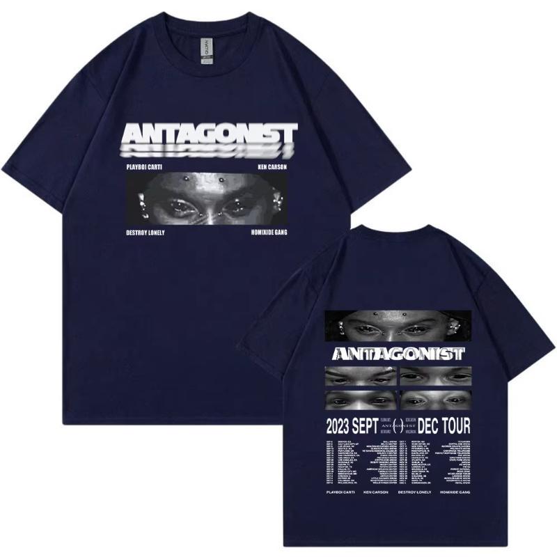 Rapper Playboi Carti Antagonist Tour Tshirt 2023 Concert Fans T Shirt Unisexs Fashion Hip Hop Short Sleeve Oversized Tshirts