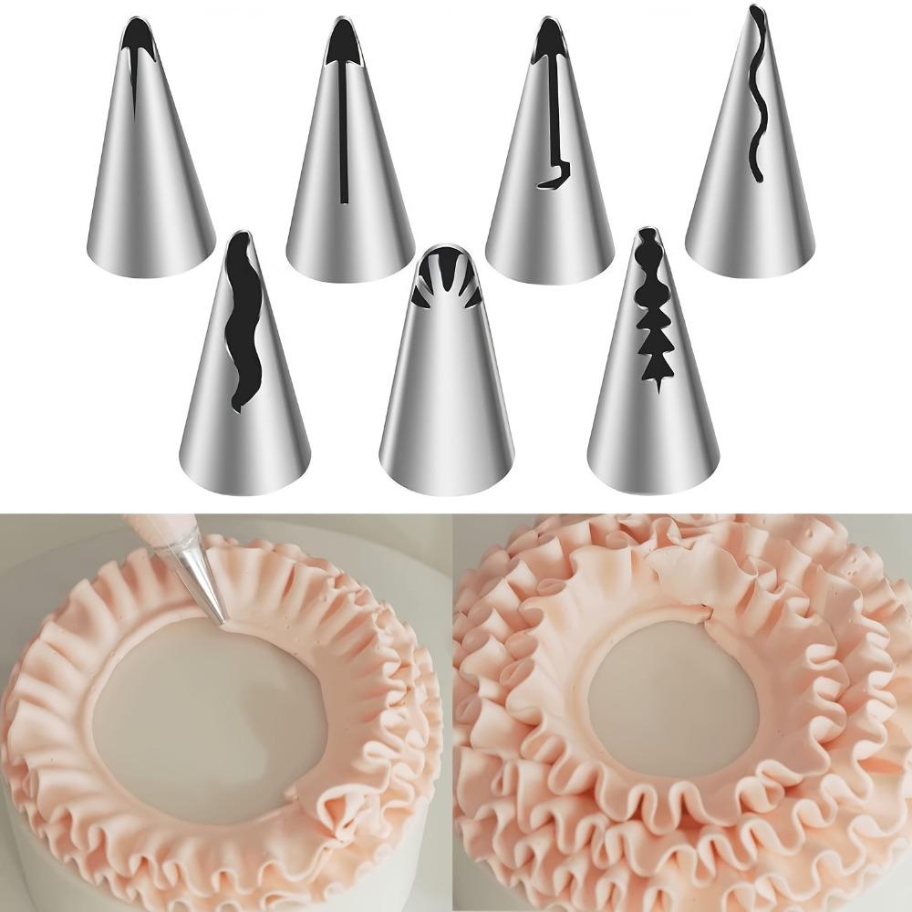 Stainless Steel Pleated Skirt Tube Nozzle Set Pastry Fondant Cake Decorating Supplies Baking Tools for Professional Home Use