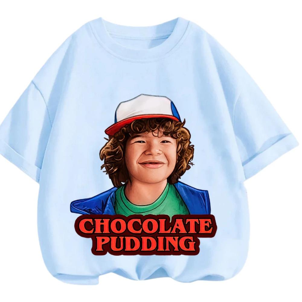 Summer Casual Crew Neck T Shirt Kawaii Cartoon Design Children Stranger Things Short Sleeve Tops Boys Girls
