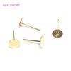 Brass Metal Blank Earring Studs Base Pins 14K Gold Plating Ear Post with Pad,DIY Jewelry Making Accessories Wholesale