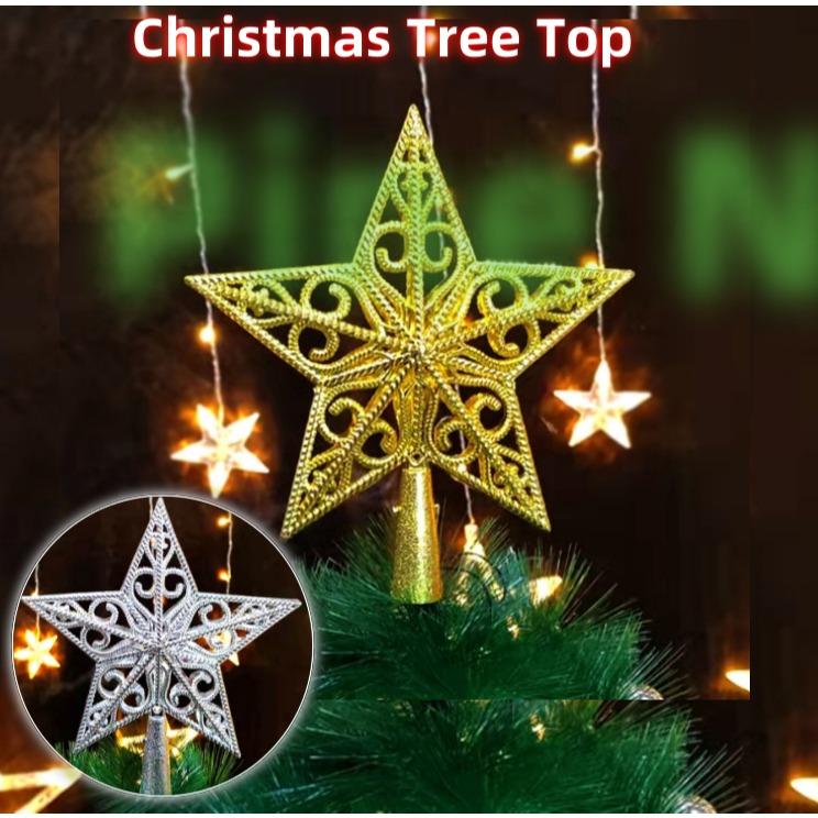 Christmas Tree Topper Star Decor Plastic Ornament Treetop Decoration Shatterproof Office Hotel Party