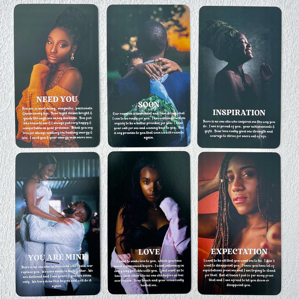 GZXINKE Confessions d'Âme Sœur Oracle Afro-Américain Amour Noir Oracle Âme Jumelle Relations Romantiques Karmiques Cartes, Jeu, Flamme, Situation,