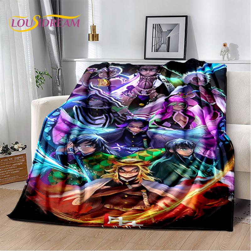 3D Demon Slayer Anime Kamado Nezuko Tanjirou Cartoon Blanket Soft Throw for Home Bedroom Bed Sofa Picnic Cover Child