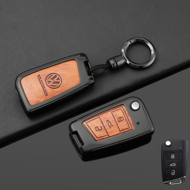 Dla VOLKSWAGEN VW Etui na Kluczyk Samochodowy Pokrowiec Ochronny Obudowa dla VW Volkswagen Golf 7 MK7 Tiguan MK2 T-roc T-cross Brelok do Kluczy Samochodowych