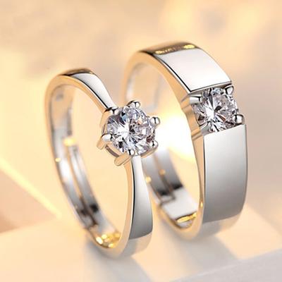 Anelli di coppia classici per uomo e donna con pietra CZ, anello alla moda per amanti del matrimonio, accessorio romantico per il regalo di San Valentino