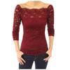 Women's Fashion Strapless Lace One Neck Long Sleeve Hollow Lace Blouse Top
