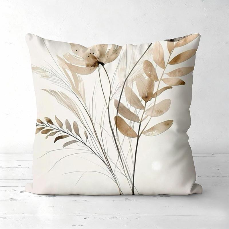 Floral Leaf Patterned Cushions For Modern Home Decor Polyester Pillowcase, Sofa Decorative Cushion Cov Headboard Pillow