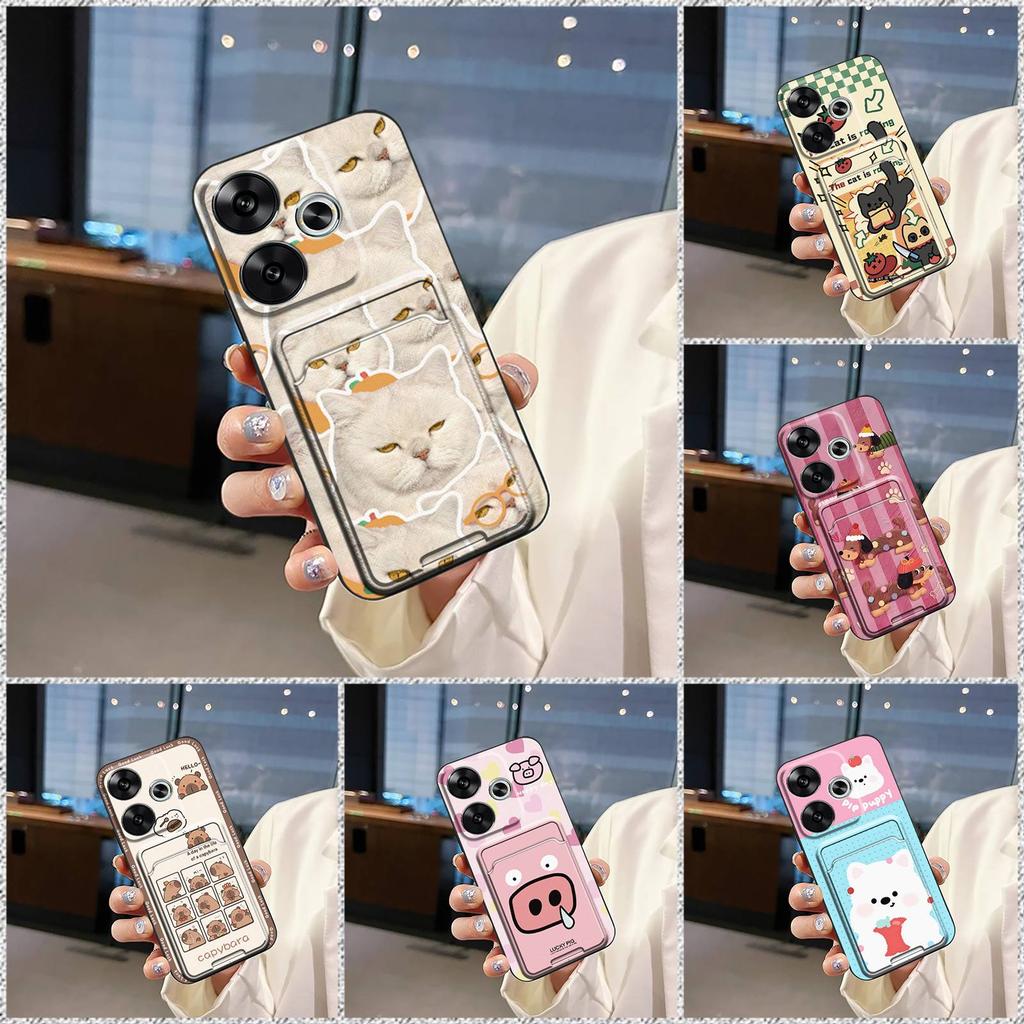 Fashion Design Cover Phone Case For Redmi Turbo3/Xiaomi Poco F6 5G Full Wrap Card Slot Cute Graffiti Protective Silicone