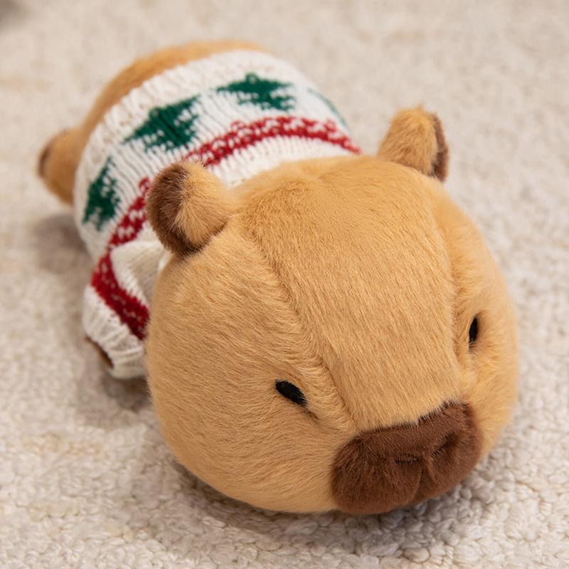 20/36cm Cartoon Dressing Capybara Plush Doll Pillow Lying Sweater Capybara Stuffed Animal Home Decoration Gift For Children