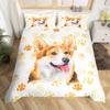 Pug Corgi Shiba Puppy Duvet Cover Set Dog Comforter Cover I Love Dogs Bedding Sets Kawaii Animals Cartoon Bedspreads Full Size