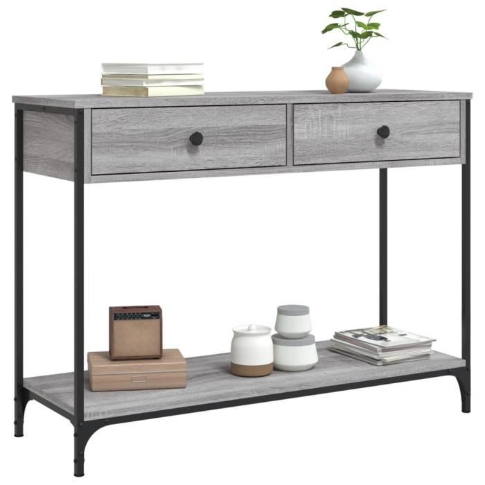 VidaXL Console Table Sonoma Grey 100x34.5x75 Cm Engineered Wood 834173