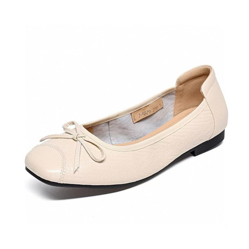 Flache Damen Frühling und Sommer Schleife Ein-Pedal Ballerinas Flache Sohle Sanfter Wind