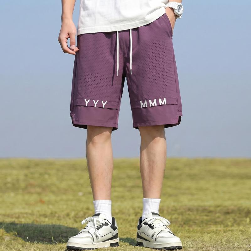 

Men s Breathable Mesh Casual Shorts, Elastic Waist Quick Dry Summer Shorts (M-5XL) 5XL(87kg-95kg) фіолетовий
