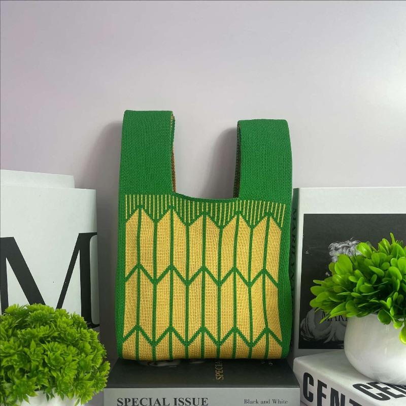 Square Rhombus Rhombus Stripe Geometric Knitted Gift Bag Handbag Handbag Handbag Tote Bag