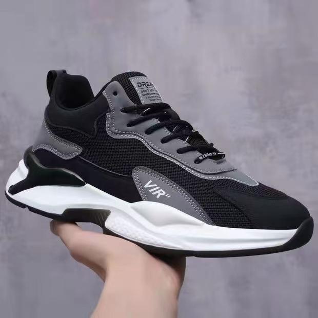 Men's New Breathable Trend All Match Thick Sole Sports Leisure Running Shoes with Mesh Lining Daddy Shoes