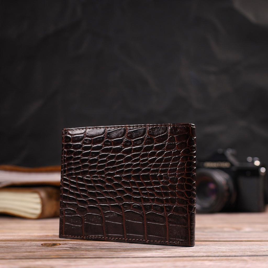 Stylová pánská peněženka z pravé texturované kůže s ražbou krokodýla CANPELLINI 21777 Brown