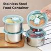 3/2/1Pcs 410 Stainless Steel Food Container Fresh Keeping Box With Sealed Lid Fridge Food Storage Box Lunch Bento Box Bowl