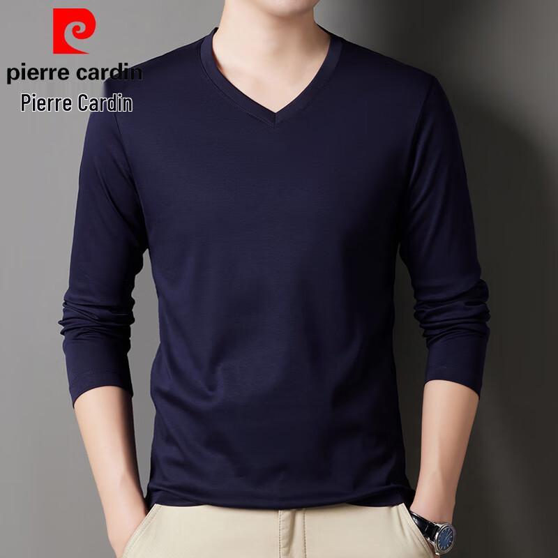 Pierre Cardin Men's Mercerized Cotton V-Neck Long Sleeve T-Shirt